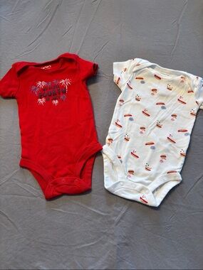Carter's Red & White Patriotic Baby One-Piece Bodysuit Set